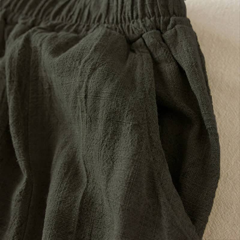 Buddha Stones Casual Loose Straight Leg 7-8 Length Cropped Pants Women's Harem Pants With Pockets - image 12