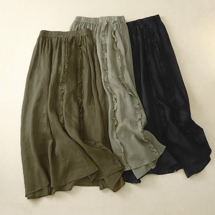 Buddha Stones Summer Plain Ruffle Design Women's Skirt - image 15