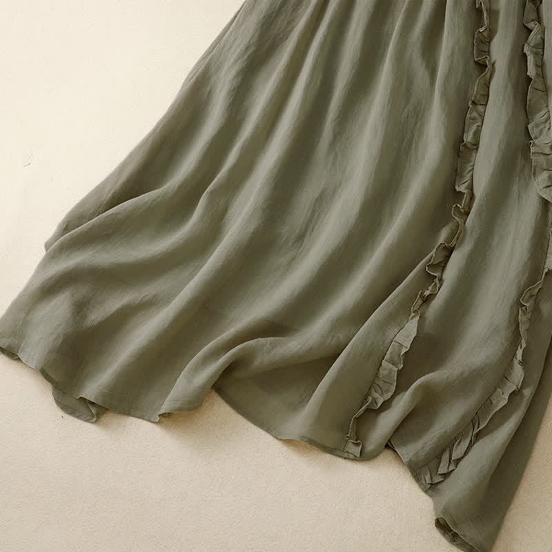 Buddha Stones Summer Plain Ruffle Design Women's Skirt - image 6
