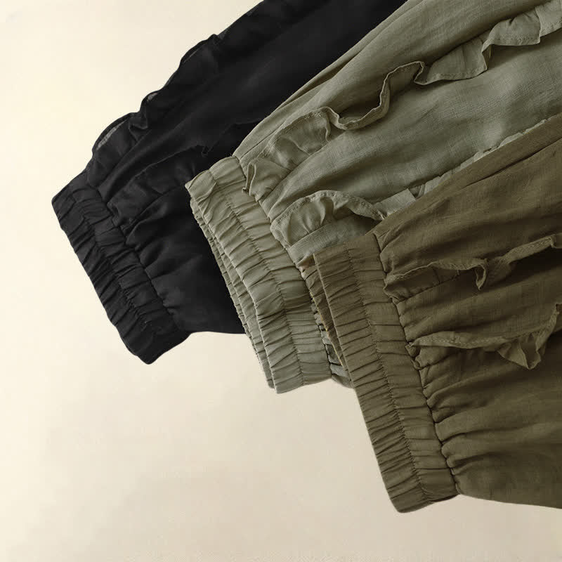 Buddha Stones Summer Plain Ruffle Design Women's Skirt - image 16