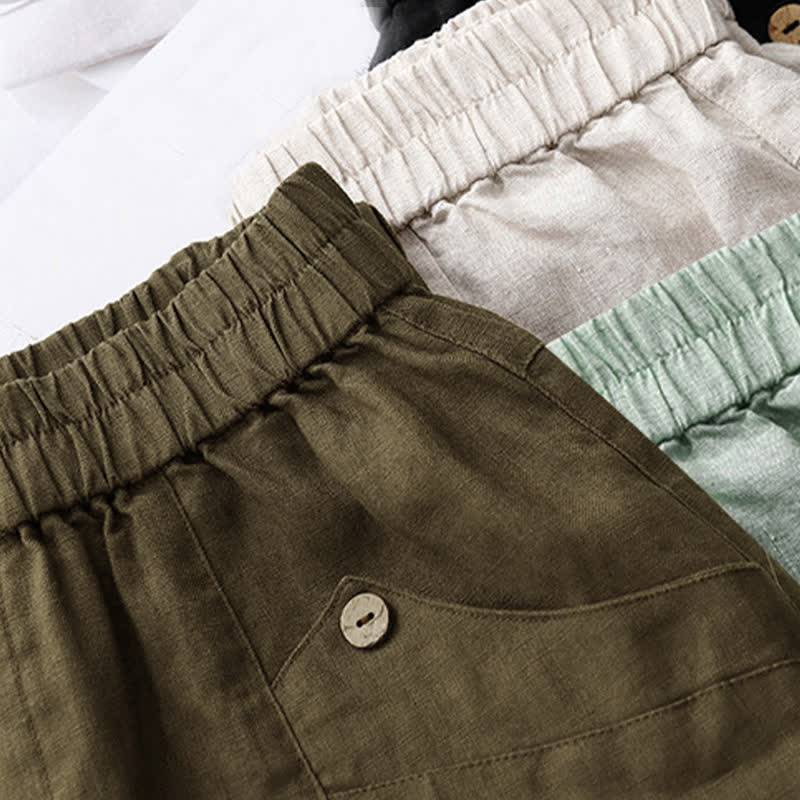 Buddha Stones Summer Casual Buttons Plain Women's Shorts With Pockets - image 27