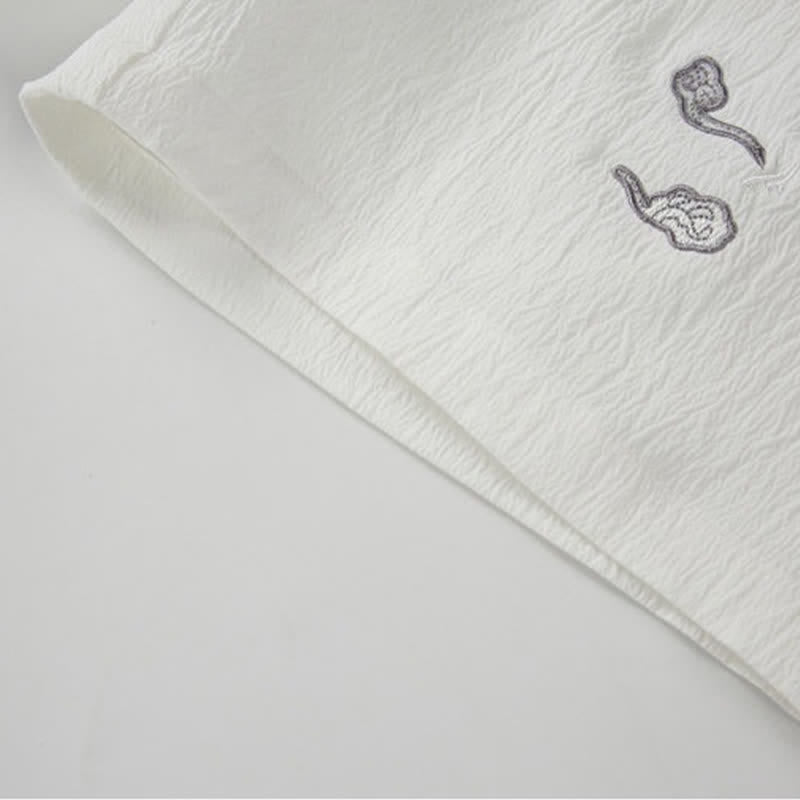 Buddha Stones Summer Casual Tang Style Embroidery Crane Auspicious Clouds Men's Shorts With Pockets - image 16