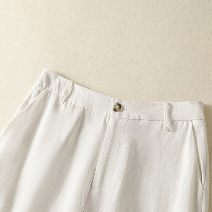 Buddha Stones Summer Casual Minimalist Button-Up Zipper Solid Ankle Pants Women's Wide Leg Pants With Pockets - image 9