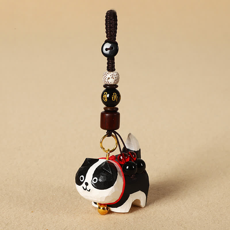 Buddha Stones Carved Wood Dog Om Mani Padme Hum Peace Keychains - Om Mani Padme Hum Border Collie - image 12