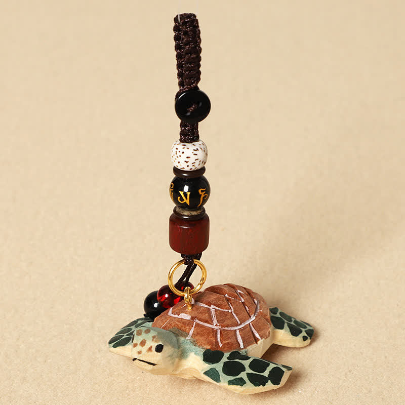 Buddha Stones Carved Wood Turtle Om Mani Padme Hum Focus Keychains - Om Mani Padme Hum Turtle - image 3