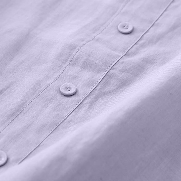 Buddha Stones Summer Casual Elegant Tang Style Vine Embroidery Crew Neck Button-Up Solid Women's Short Sleeve Shirts - image 4