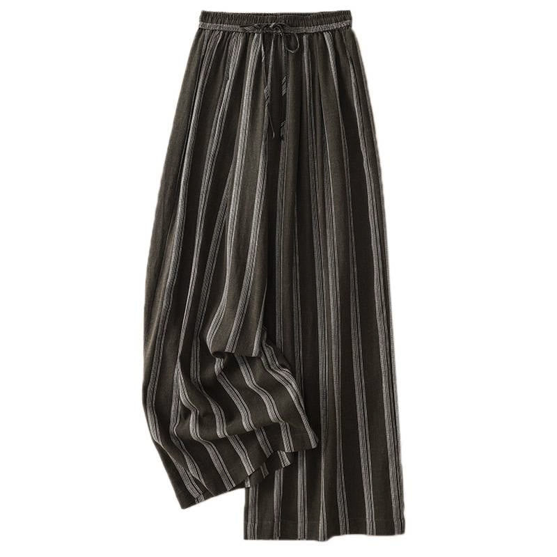 Buddha Stones Summer Casual Minimalist Drawstring Striped Long Pants Women's Wide Leg Pants With Pocket - image 1