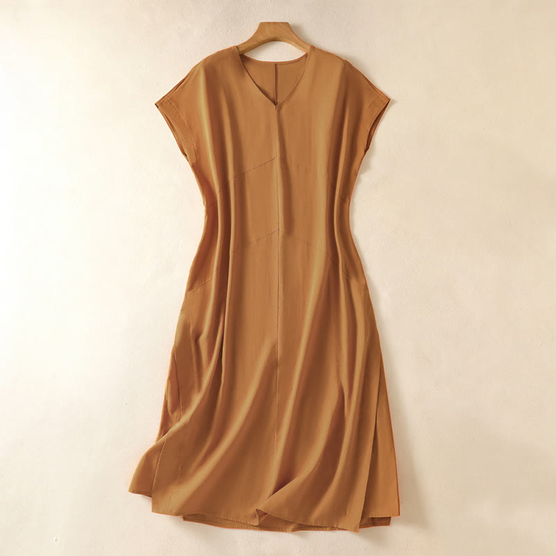 Buddha Stones Summer Elegant Minimalist Solid Women's Summer Sleeveless Dress With Pocket - Peru - US14, UK/AU18, EU46 (2XL) - image 10