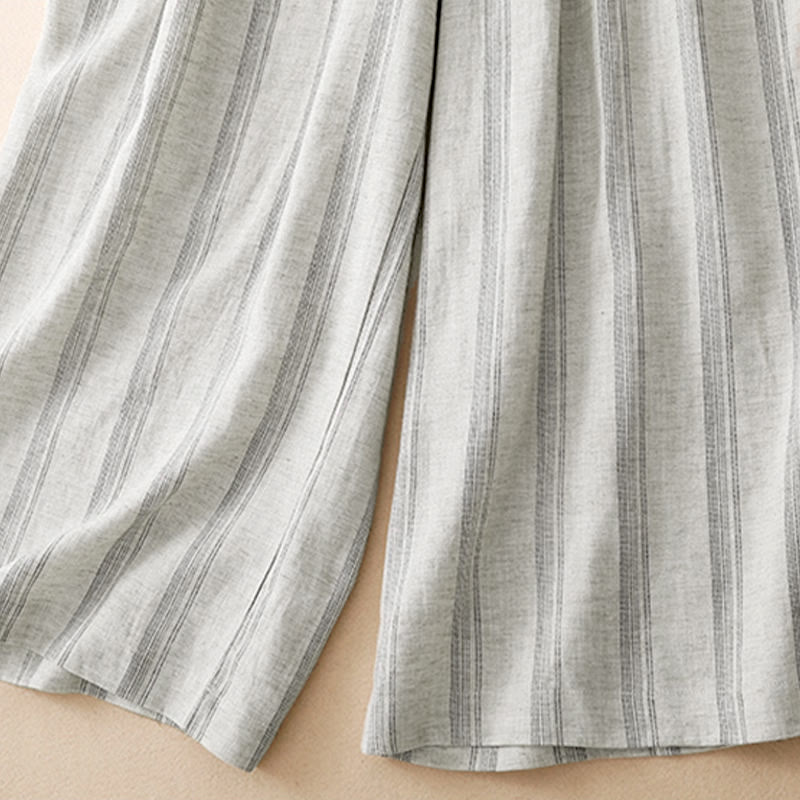 Buddha Stones Summer Casual Minimalist Drawstring Striped Long Pants Women's Wide Leg Pants With Pocket - image 13