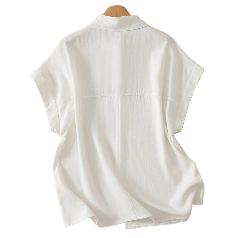 Buddha Stones Summer Casual Minimalist Button-Up Solid Women's Short Sleeve Shirts - image 5