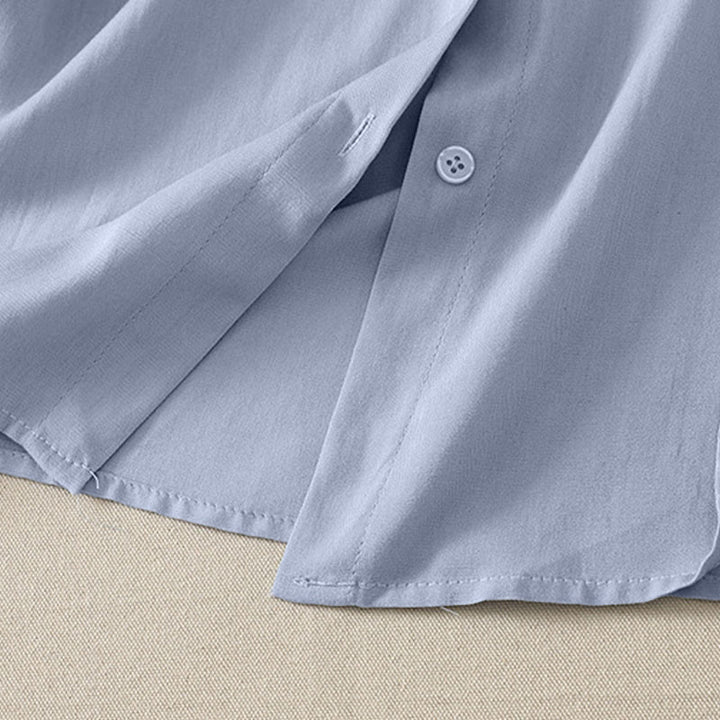 Buddha Stones Summer Casual Minimalist Button-Up Solid Women's Short Sleeve Shirts - image 3