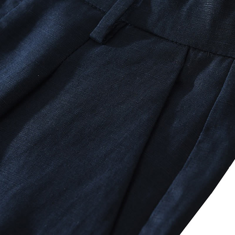 Buddha Stones Summer Casual Minimalist Wide Leg Solid Zipper Men's Shorts With Pocket - image 6