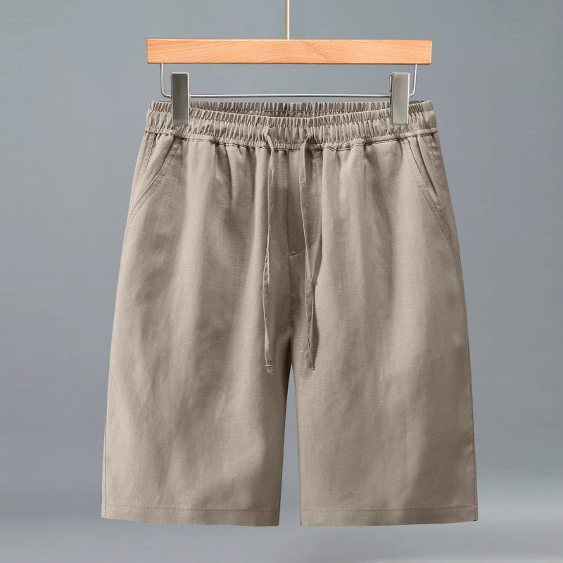 Buddha Stones Summer Casual Minimalist Drawstring Solid Men's Shorts With Pocket - Tan - US/UK/AU42，EU52 (3XL) - image 9