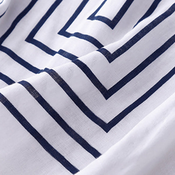 Buddha Stones Casual Line Printing Pattern Short Sleeve Cotton Linen Women's T-Shirt - image 15