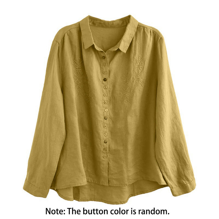 Buddha Stones Spring Embroidery Long Sleeve Colorful Button Label  Women's Shirt - image 3