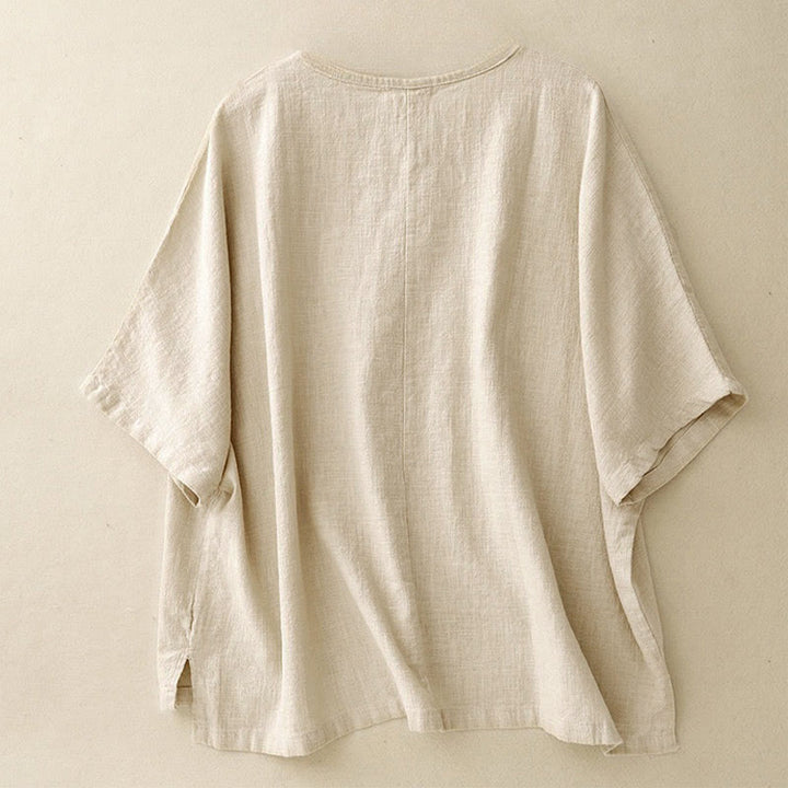 Buddha Stones Casual Plain  Women's Crew Neck Design Loose Half Sleeve T-shirt - image 1