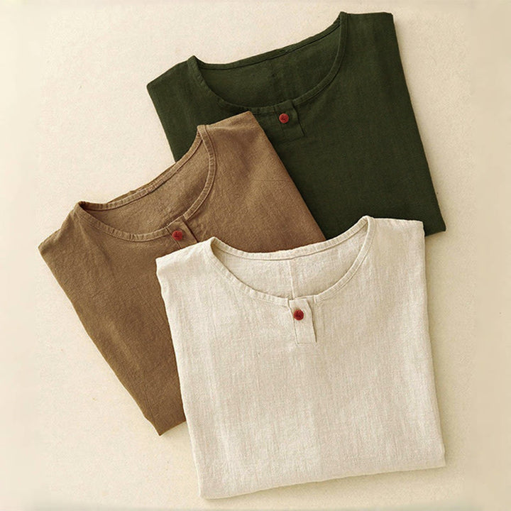Buddha Stones Casual Plain  Women's Crew Neck Design Loose Half Sleeve T-shirt - image 19