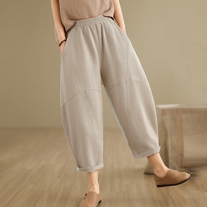 Buddha Stones Spring 7-8 Length Solid Color Women's Harem Pants With Pockets - image 7