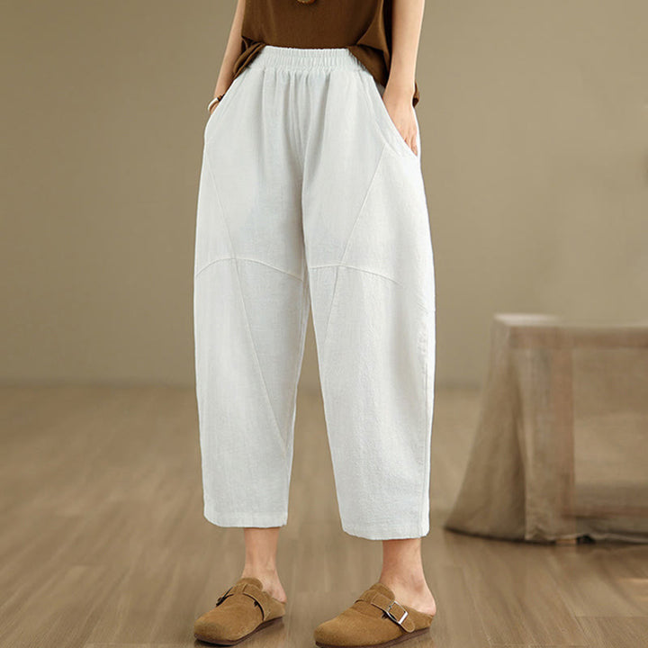 Buddha Stones Spring 7-8 Length Solid Color Women's Harem Pants With Pockets - image 19