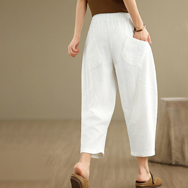 Buddha Stones Spring 7-8 Length Solid Color Women's Harem Pants With Pockets - image 20