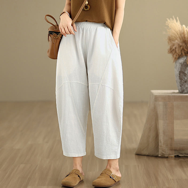 Buddha Stones Spring 7-8 Length Solid Color Women's Harem Pants With Pockets - image 24