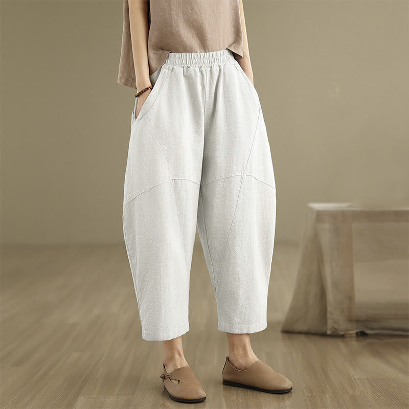 Buddha Stones Spring 7-8 Length Solid Color Women's Harem Pants With Pockets - image 21
