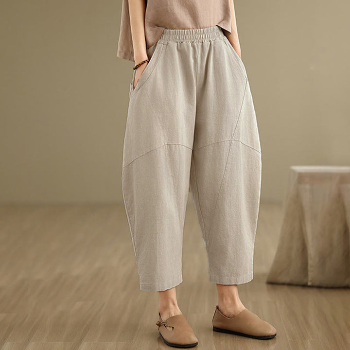 Buddha Stones Spring 7-8 Length Solid Color Women's Harem Pants With Pockets - image 6