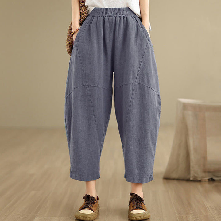 Buddha Stones Spring 7-8 Length Solid Color Women's Harem Pants With Pockets - image 14