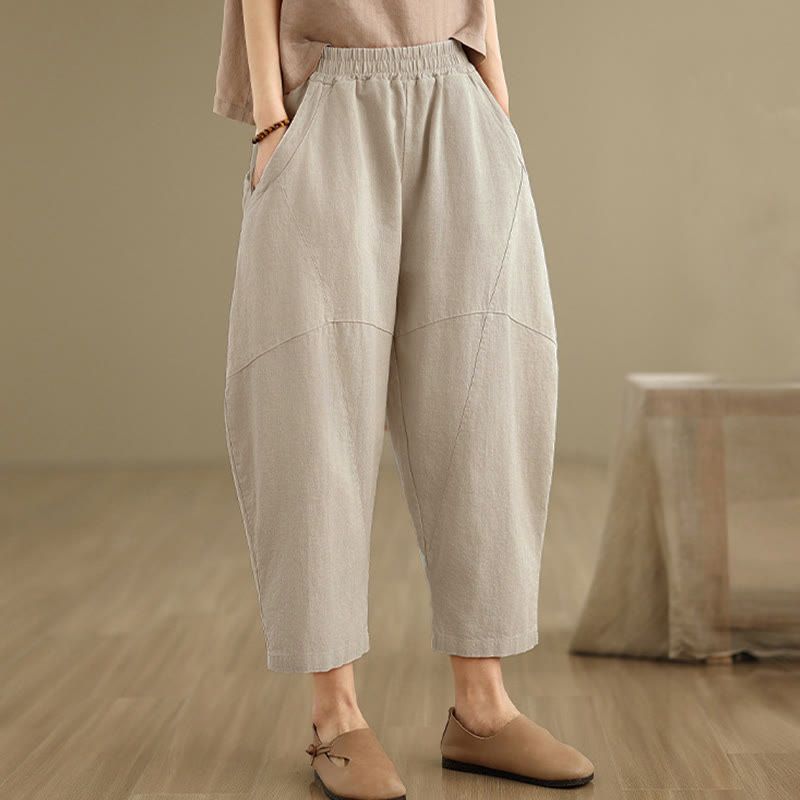 Buddha Stones Spring 7-8 Length Solid Color Women's Harem Pants With Pockets - image 2
