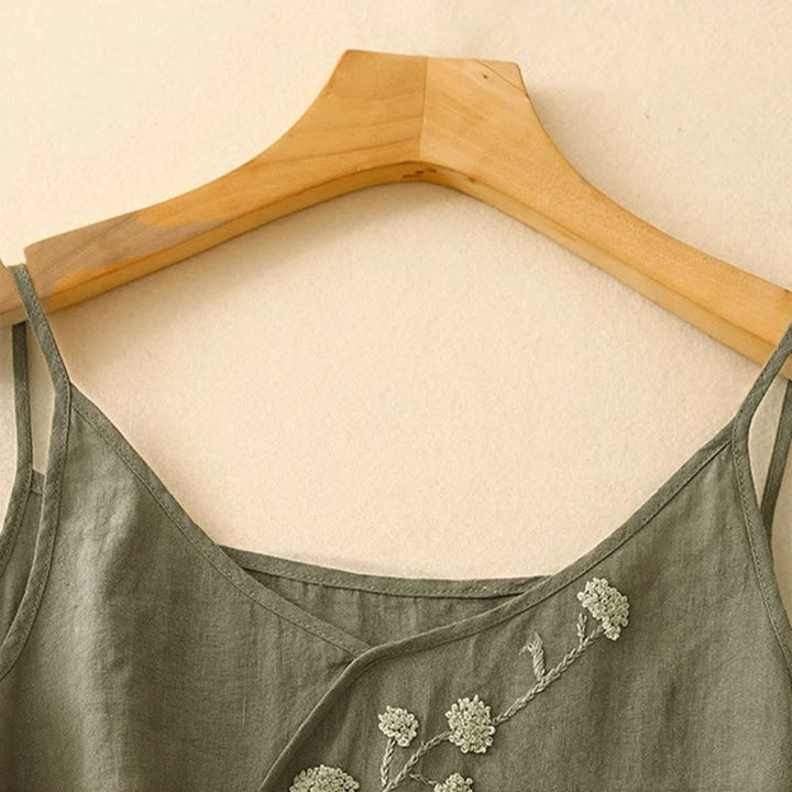 Buddha Stones Ethnic Embroidery Asymmetrical Design Women's Sleeveless Vest - image 2