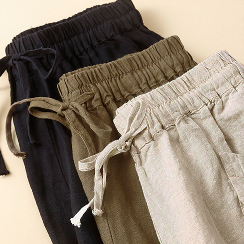 Buddha Stones Commute Women's Plain Harem Capri Pants With Pockets - image 17