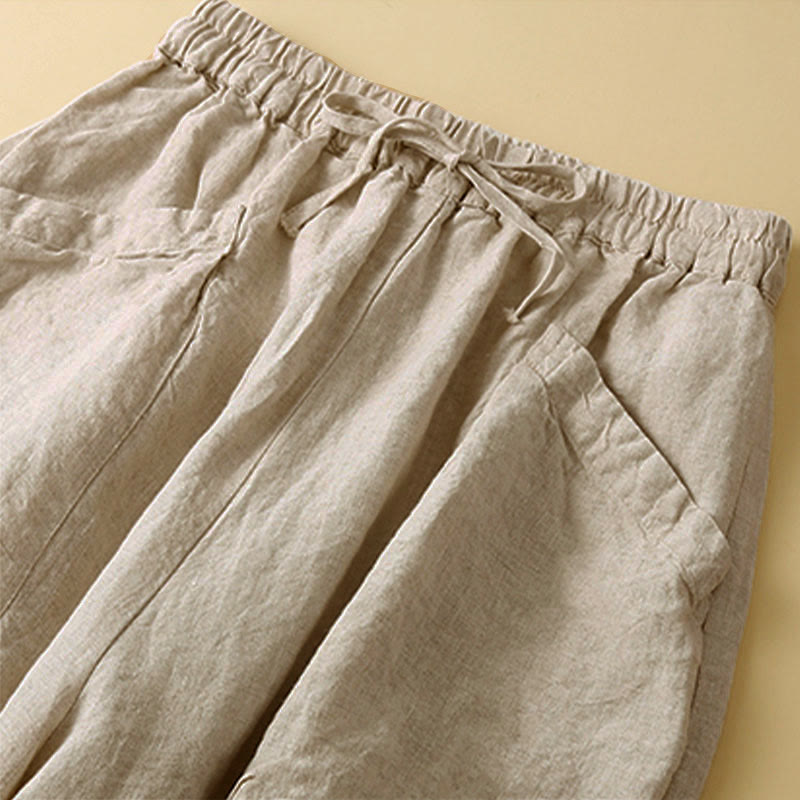 Buddha Stones Commute Women's Plain Harem Capri Pants With Pockets - image 13