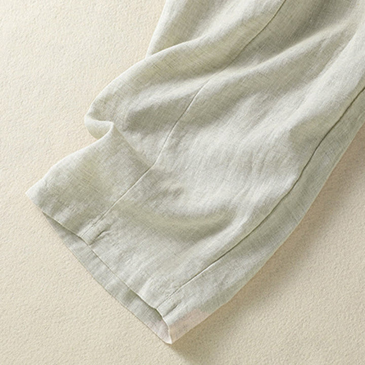 Buddha Stones Summer Casual Drawstring Solid Linen Ankle Pants Women's Wide Leg Pants With Pocket - image 14
