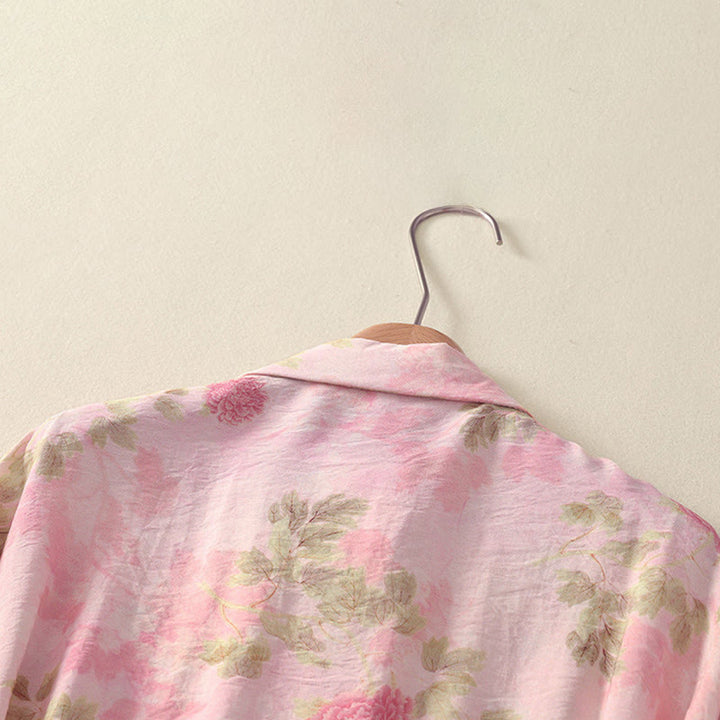 Buddha Stones Summer Boho Button-Up Floral Women's Short Sleeve Shirts - image 13