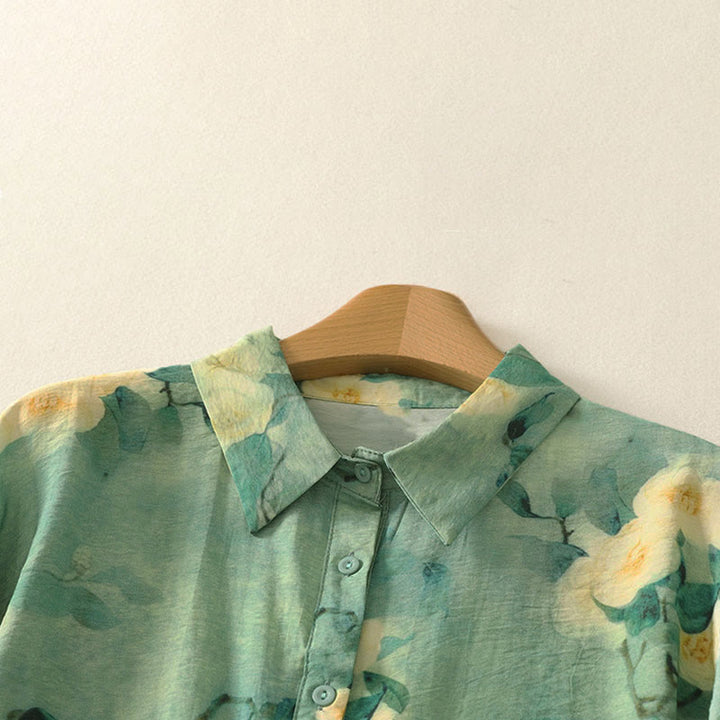 Buddha Stones Summer Boho Button-Up Floral Women's Short Sleeve Shirts - image 6