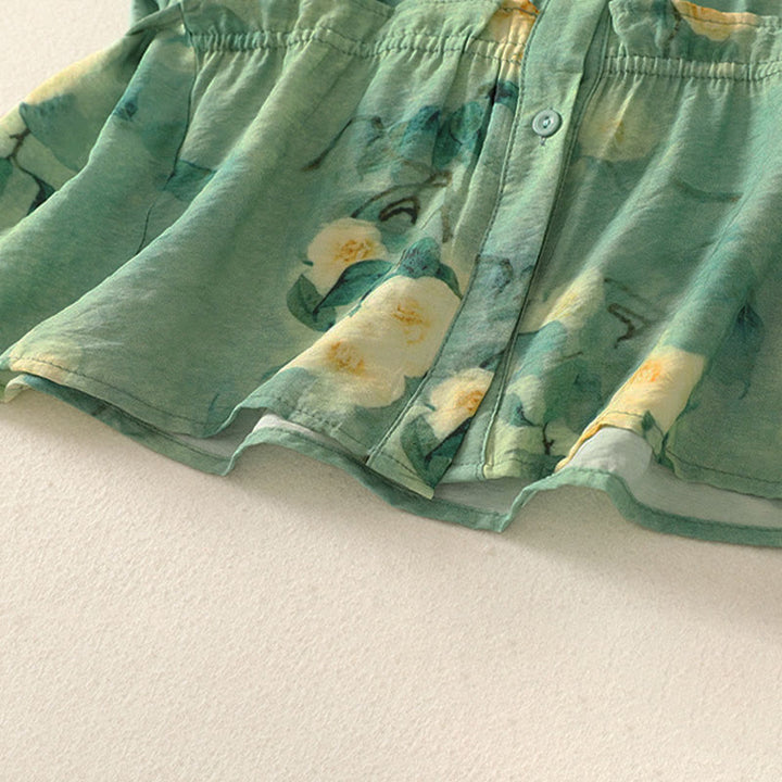 Buddha Stones Summer Boho Button-Up Floral Women's Short Sleeve Shirts - image 8