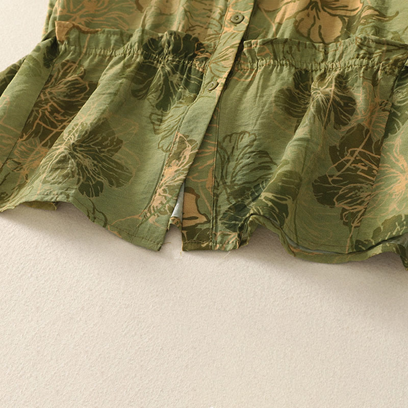 Buddha Stones Summer Boho Button-Up Floral Women's Short Sleeve Shirts - image 4