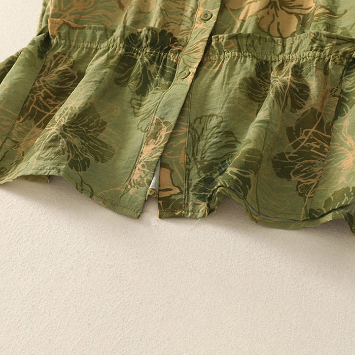Buddha Stones Summer Boho Button-Up Floral Women's Short Sleeve Shirts - image 4