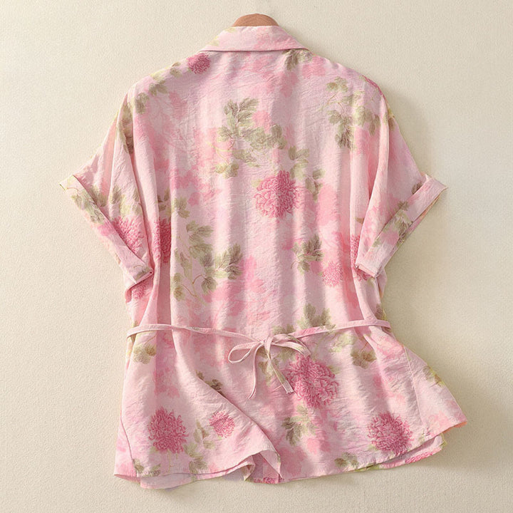 Buddha Stones Summer Boho Button-Up Floral Women's Short Sleeve Shirts - image 11