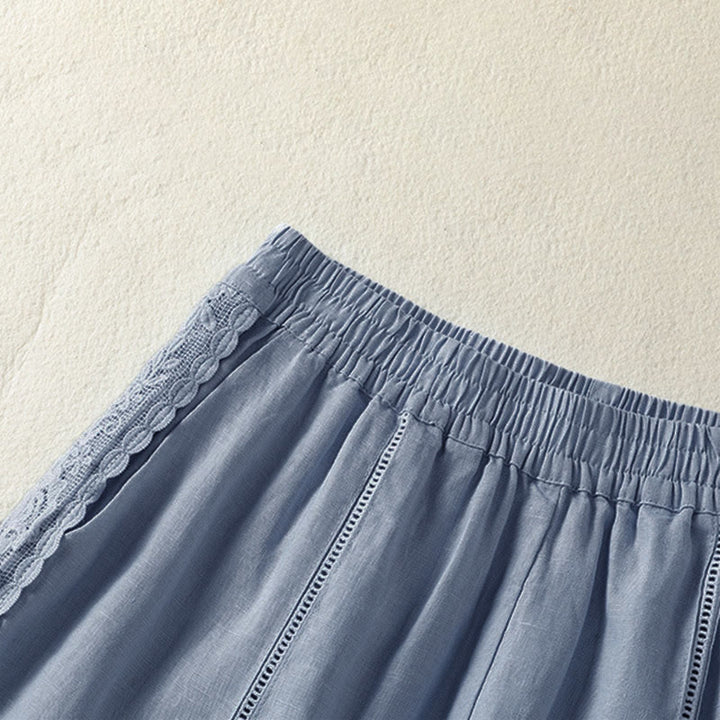 Buddha Stones Summer Casual Boho Solid Decorative Side Lace Women's Shorts With Pockets - image 2