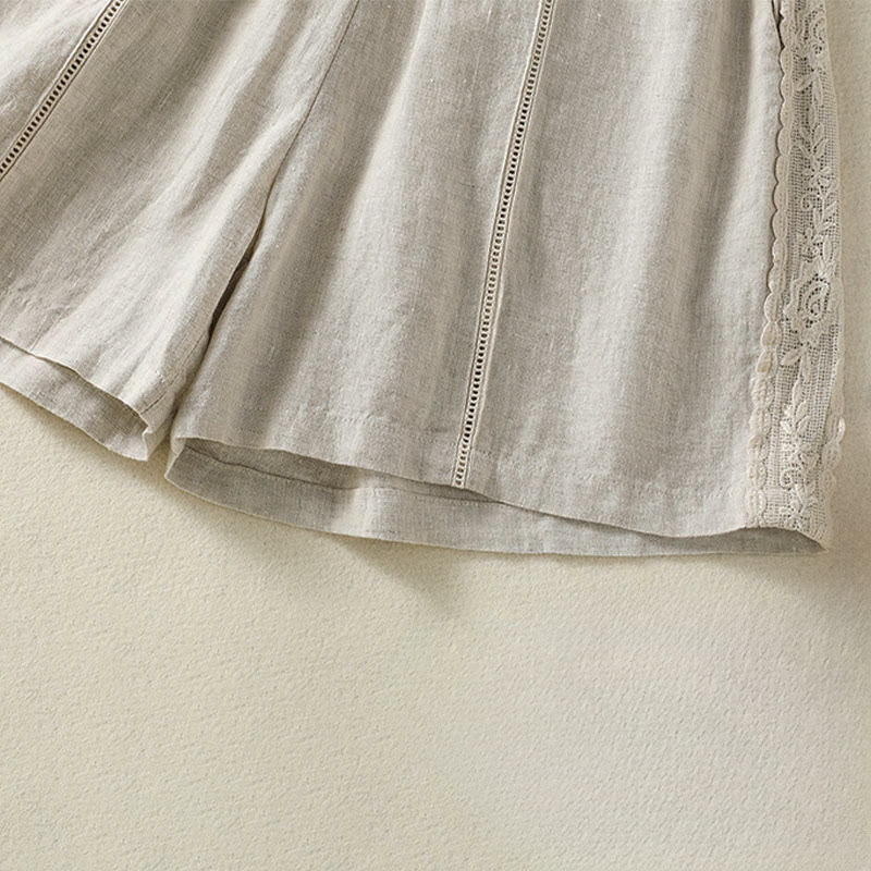 Buddha Stones Summer Casual Boho Solid Decorative Side Lace Women's Shorts With Pockets - image 24