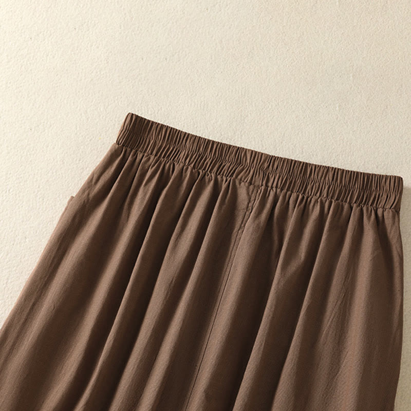 Buddha Stones Summer Casual Boho Button-Up Solid Women's Skirts With Pockets - image 21