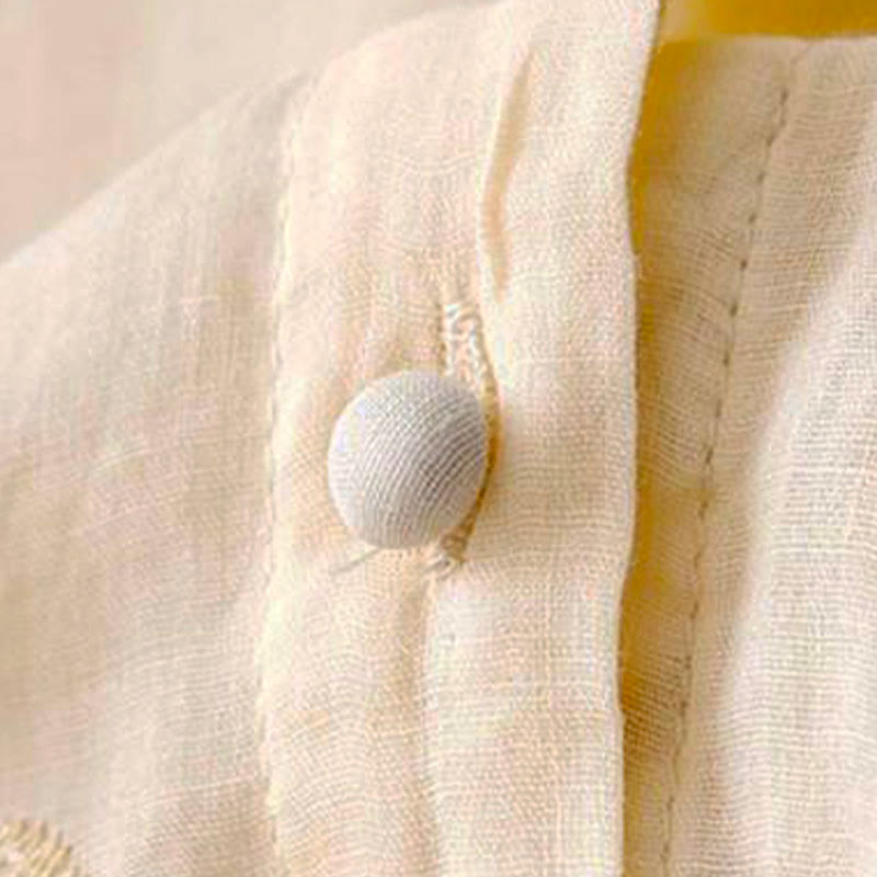 Buddha Stones Casual Embroidered Petals Spliced Women's Crew Neck Design Half Sleeve Shirt - image 5