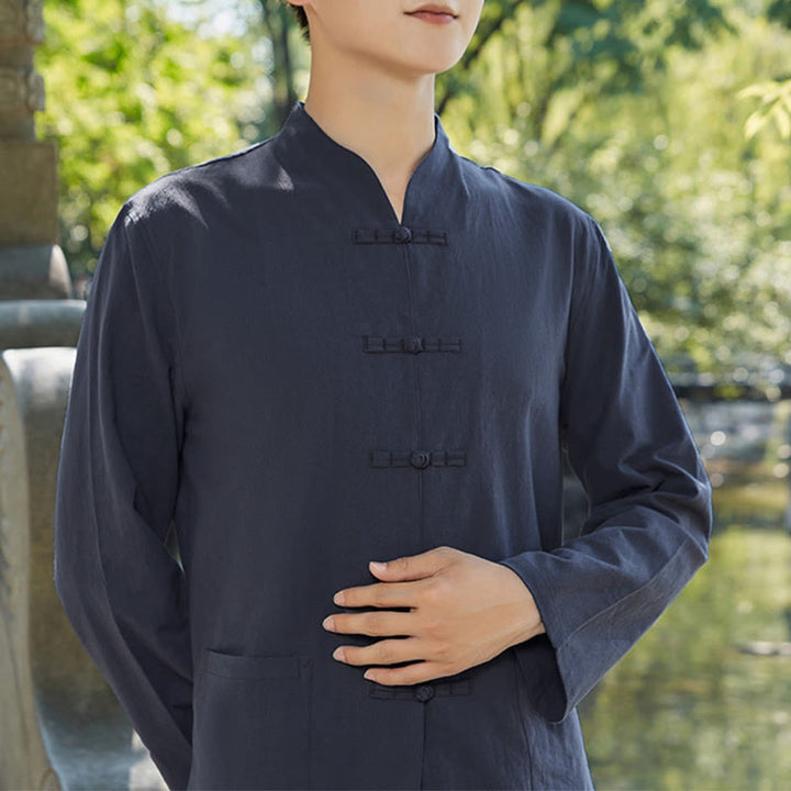 Buddha Stones Spiritual Zen Practice Yoga Meditation Prayer Clothing Men's Set - Navy Blue - US/UK/AU48，EU58 (6XL) - image 1