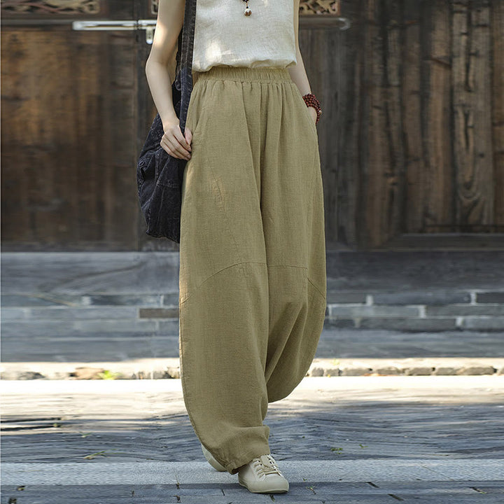 Buddha Stones Pants Harem Trousers Loose Zen Yoga Tai Chi Women's Pants - Khaki(Regular Style) - US8-10，UK/AU12-14，EU40-42 (L)  - image 33