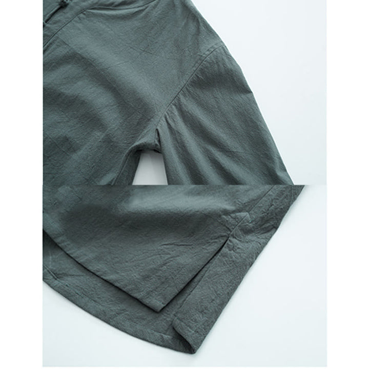 Buddha Stones Solid Color Traditional Short Sleeve T-shirt Pants Clothing Men's Set - image 2