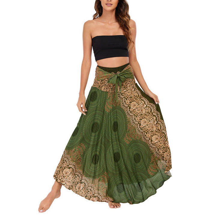 Buddha Stones Two Style Wear Bohemian Compass Rose Flower Lace-up Skirt Dress - image 19