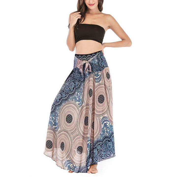Buddha Stones Two Style Wear Bohemian Compass Rose Flower Lace-up Skirt Dress - image 29