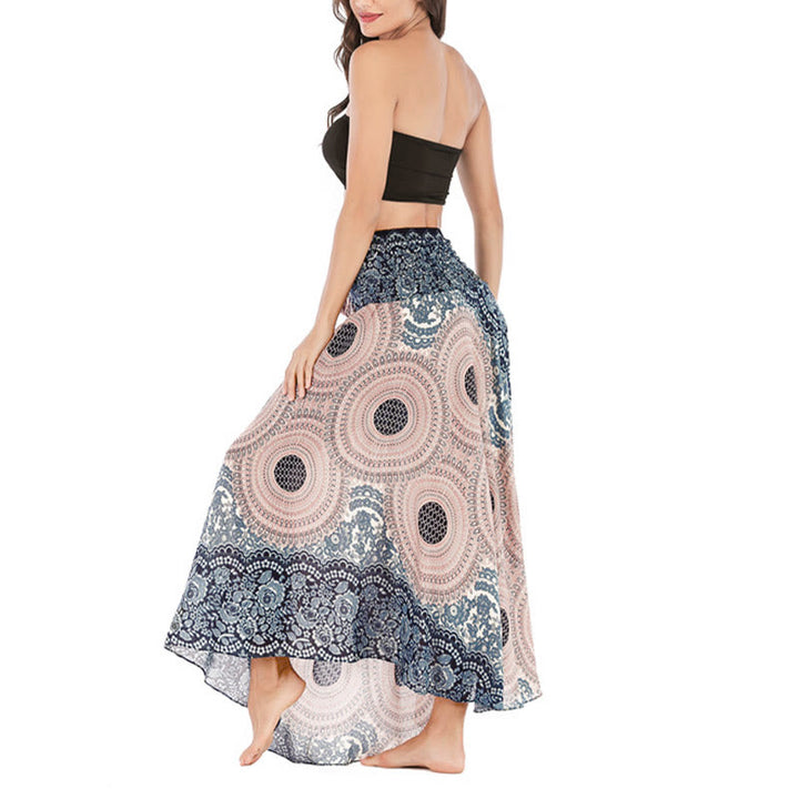 Buddha Stones Two Style Wear Bohemian Compass Rose Flower Lace-up Skirt Dress - image 34