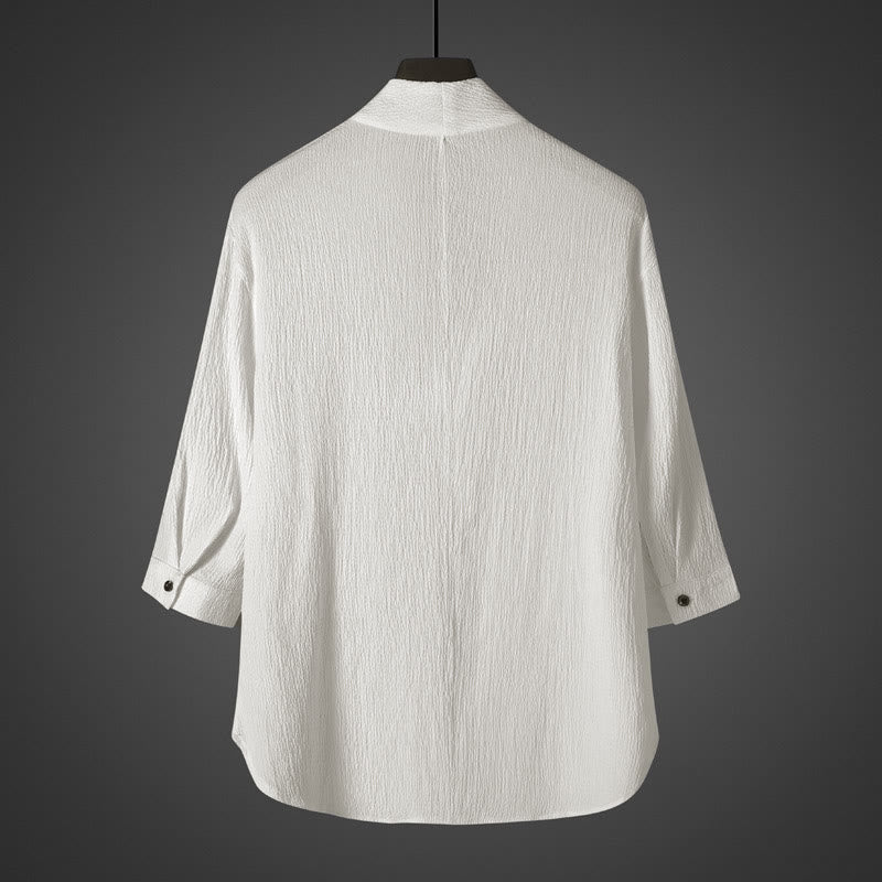 Buddha Stones Casual V-Neck Three Quarter Sleeve Men's Shirt - image 1